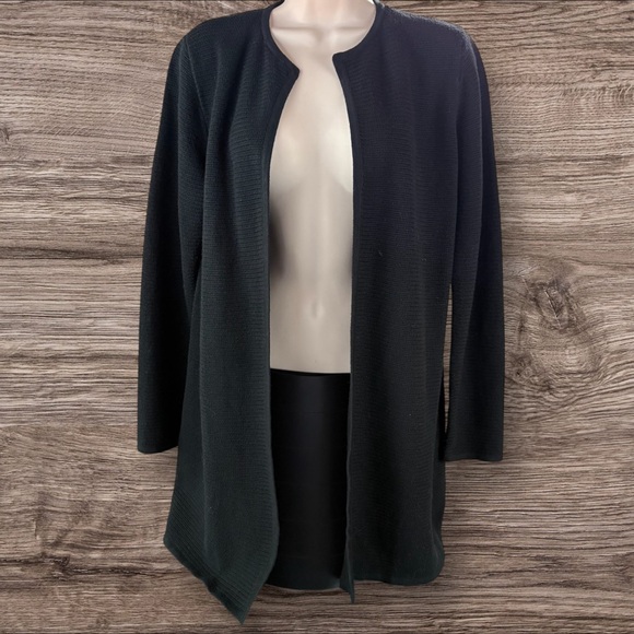 Talbots Sweaters - Talbots Textured Open-Front Cardigan Women’s Petite Medium Black Sweater